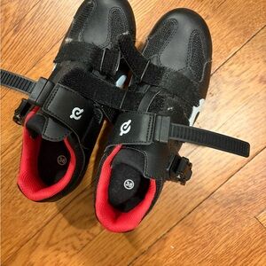 NEW Peloton Black Athletic Cycling Shoes with Red Lining